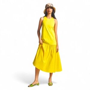 Anthropologie Yellow Drop‎ Waist Relaxed Midi Dress XS